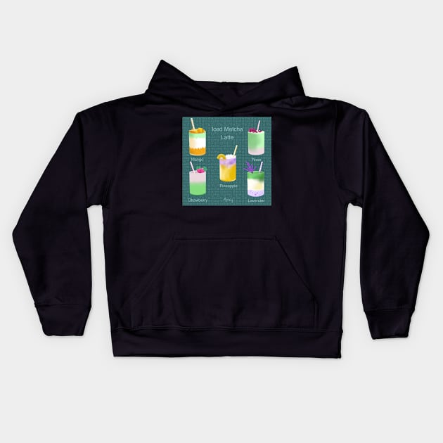 Iced Matcha Latte Kids Hoodie by MarcyBrennanArt